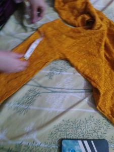 Mustard Yellow Embroidered Kurti