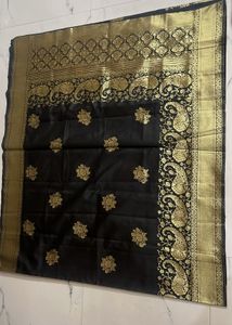 Elegant Black & Gold Saree