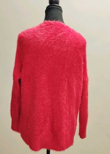 Fluffy Red Cardigan