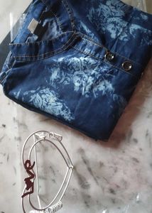 Denim Floral Print Top
