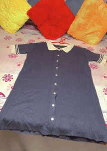 Korean Long Style Top Half Sleeve And Koller Blue