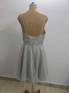 Silver Sequin Tulle Party Dress