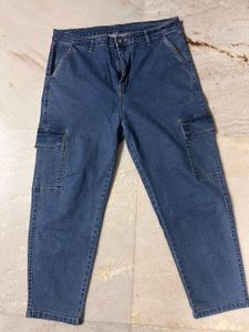 Stylish Blue Denim Cargo Jeans