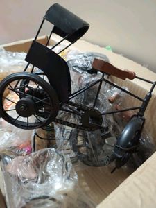 Antique Wood &amp; Wrought  Iron Mini Cycle Rickshaw