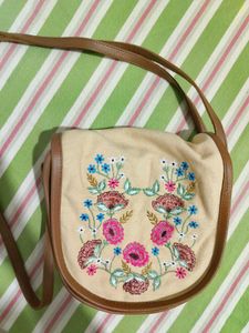 Floral Embroidered Sling Bag