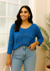 Pinterest Oversized Knit Blue Top By Neb Girl A