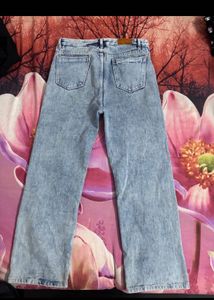 Mid Waist Blue Washed Denim
