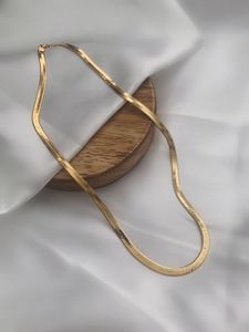 Goldish Herringbone Snake Necklace Anti Tarnished