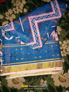 Light Blue And Pink Jamdani Saree