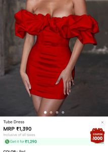 Red Ruffle Tube Mini Dress