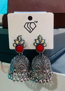 Red Jhumka Earrings