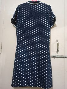 Navy Blue White Polka Dress