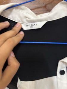 Black &amp; White Sheer Button-Up Top For Girls
