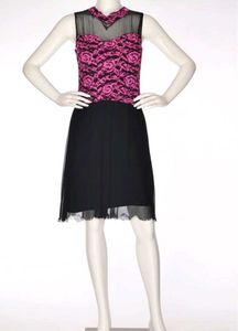 Pink &amp; Black Lace Dress/Midi