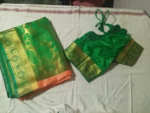 Green Paisley Saree & Blouse Set