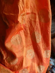 Orange Cut Sleeves Ethnic Gown