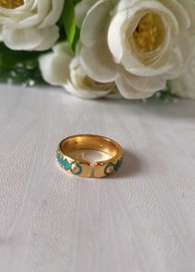 Teal Enamel Vintage Ring