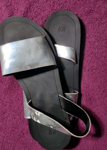 Silver Slide Sandals