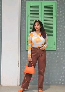 White floral mesh top