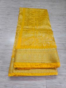Yellow Banarasi Silk Saree