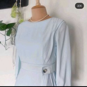 Vintage Pastel Blue Midi Dress