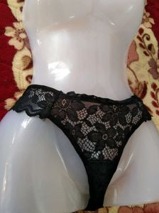 Black Lace Thong Panties