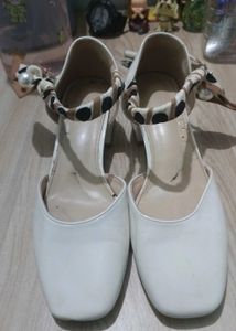 White Heels with Ribbon Detail