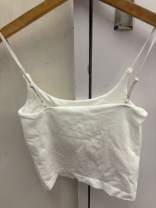 White Cropped Tank Top with built in pads