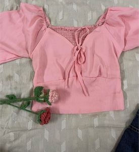 Baby Pink Cute Fitted Top