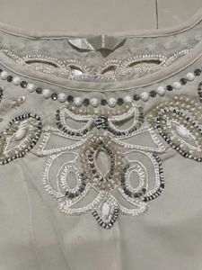 Embroidered Beaded Neck For Stylish Look