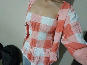 Combo!!!!!   Korean Cute Tie Up Top With Shirt