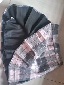 Plated Korean Skirt With Built-in Shorts