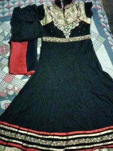 Elegant Black & Gold Anarkali Suit