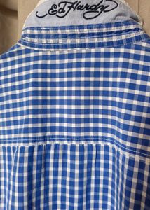 Ed Hardy Blue Gingham Button-Down Shirt