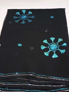 Black Sheer Floral Patterned Fabric