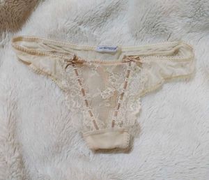 Beige Lace Thong