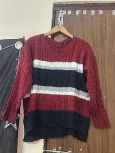 Striped V-Neck Knit Sweater