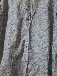 White With Blue Prints Formal Shirt