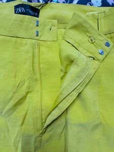 Zara Lime Neon Cotton Linen Trouser