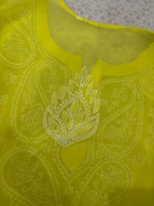Yellow Embroidered Kurta With Free Matching Inner
