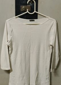 Zara Basic White 3/4 Sleeve Top
