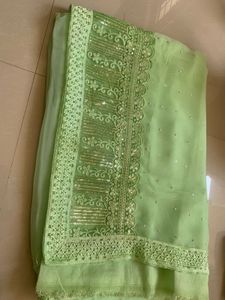 Fluorescent Green Saree