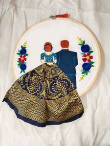 Couple Embroidery Wooden Hoop