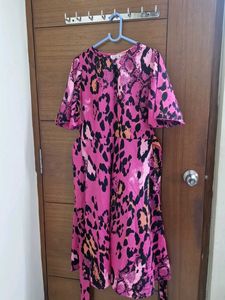 Pink Animal Print Dress with Belt
