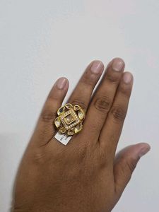 Statement Real Polki Ring with Brown Nag &amp; Tag