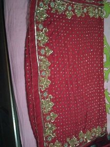 Red & Gold Embroidered Saree