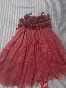 Maroon Party Dress For Kids