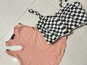 Tank & Checkerboard Crop Top set of 2