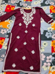 Purple Chikankari Kurti