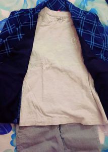 Kids Boy Coat Pent Tshirt Set
